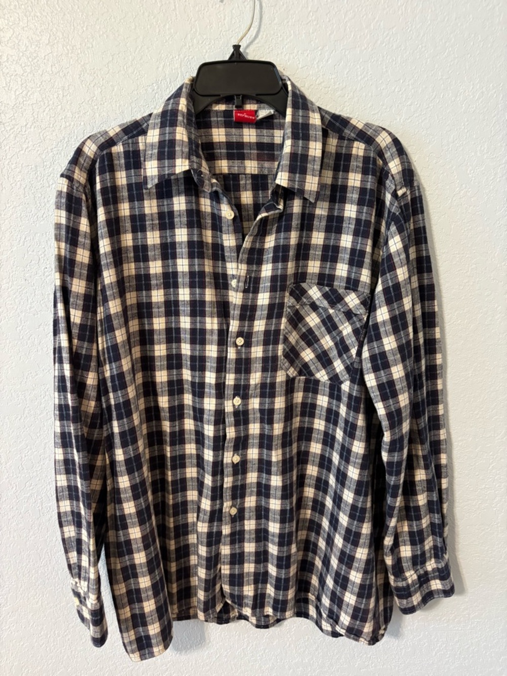 Levi's Navy and Cream Plaid Button-Down Shirt